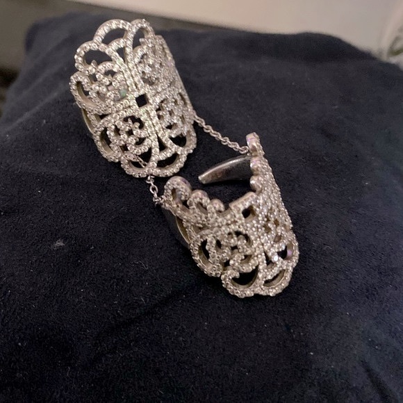 Unique 925 sterling Silver Double Chain Ring